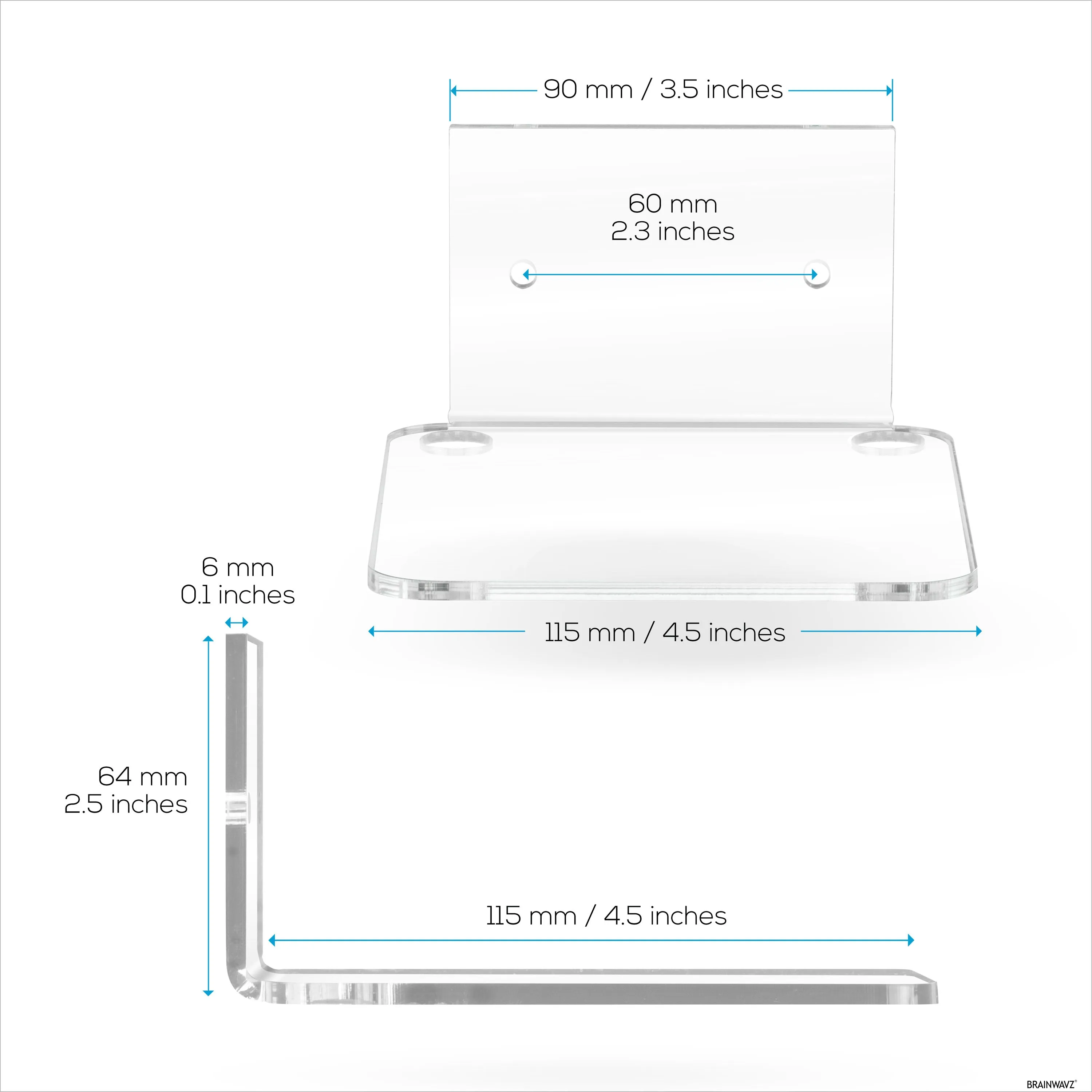 4.5” Small Floating Shelf, Adhesive & Screw In, for Speakers, Routers, Decor, Plants, Cameras, Photos, Kitchen, Toilet, Cable Box & More