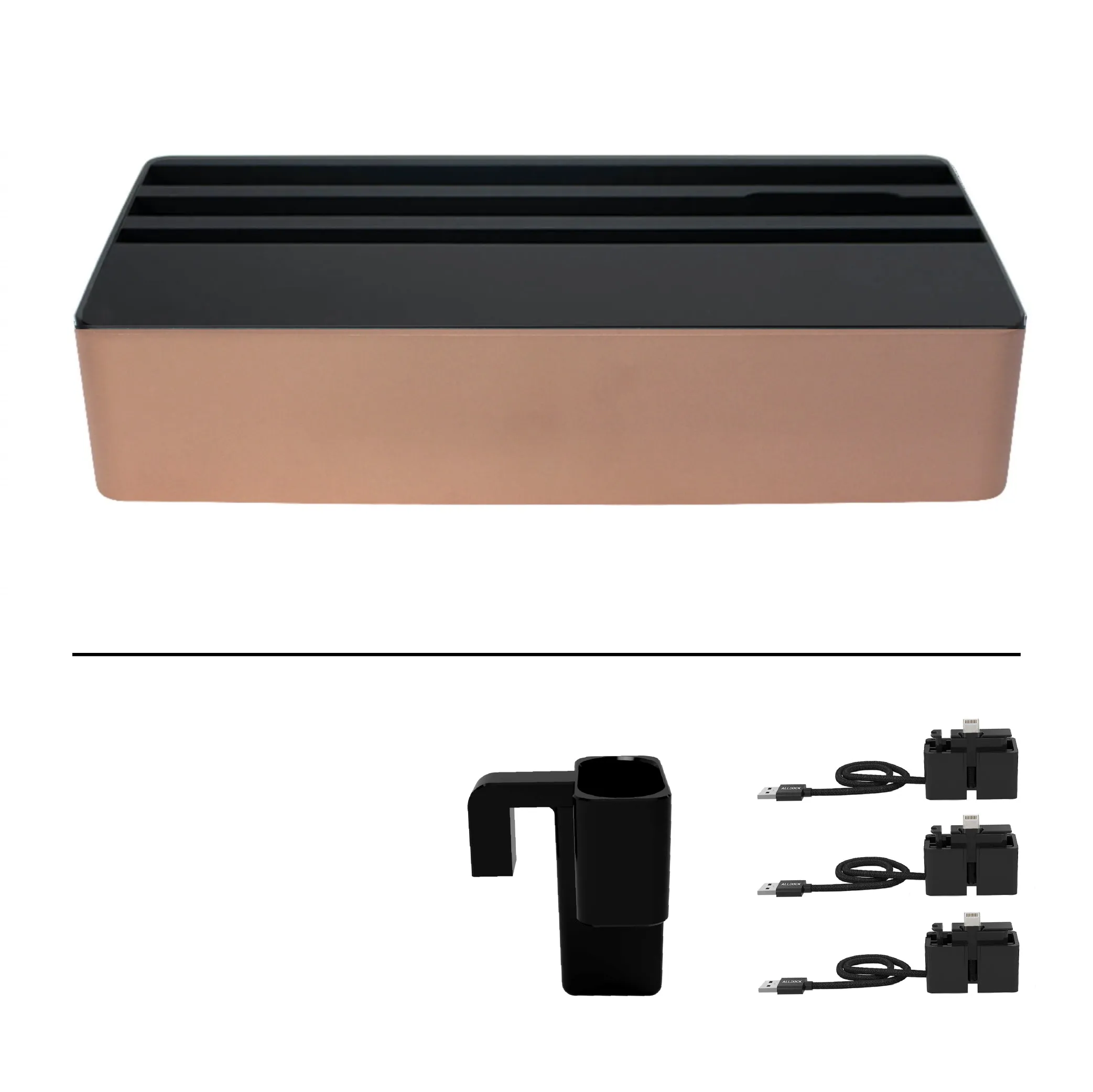 ALLDOCK Wireless Family Aluminum Rose Gold & Black Package