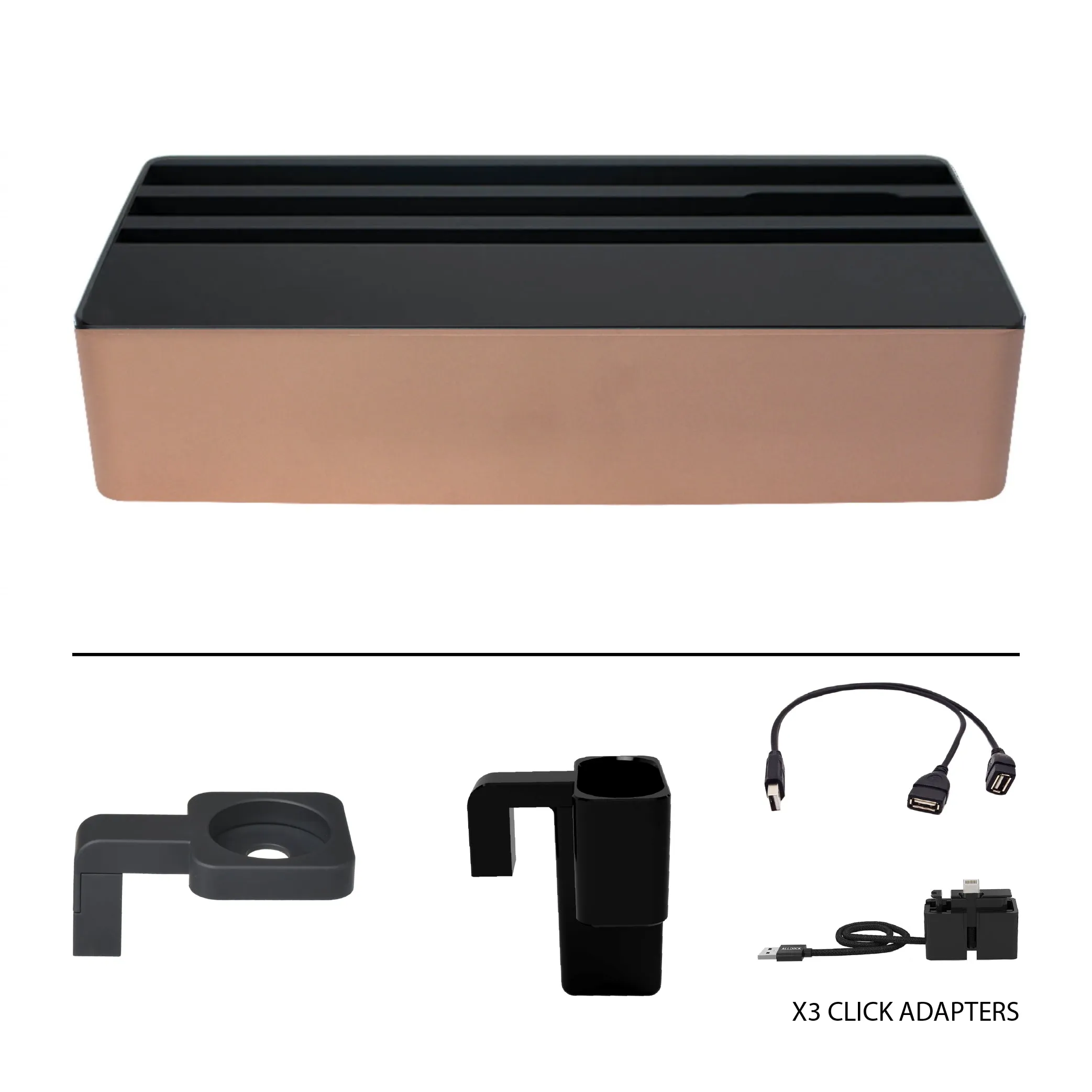 ALLDOCK Wireless Family Aluminum Rose Gold & Black Package