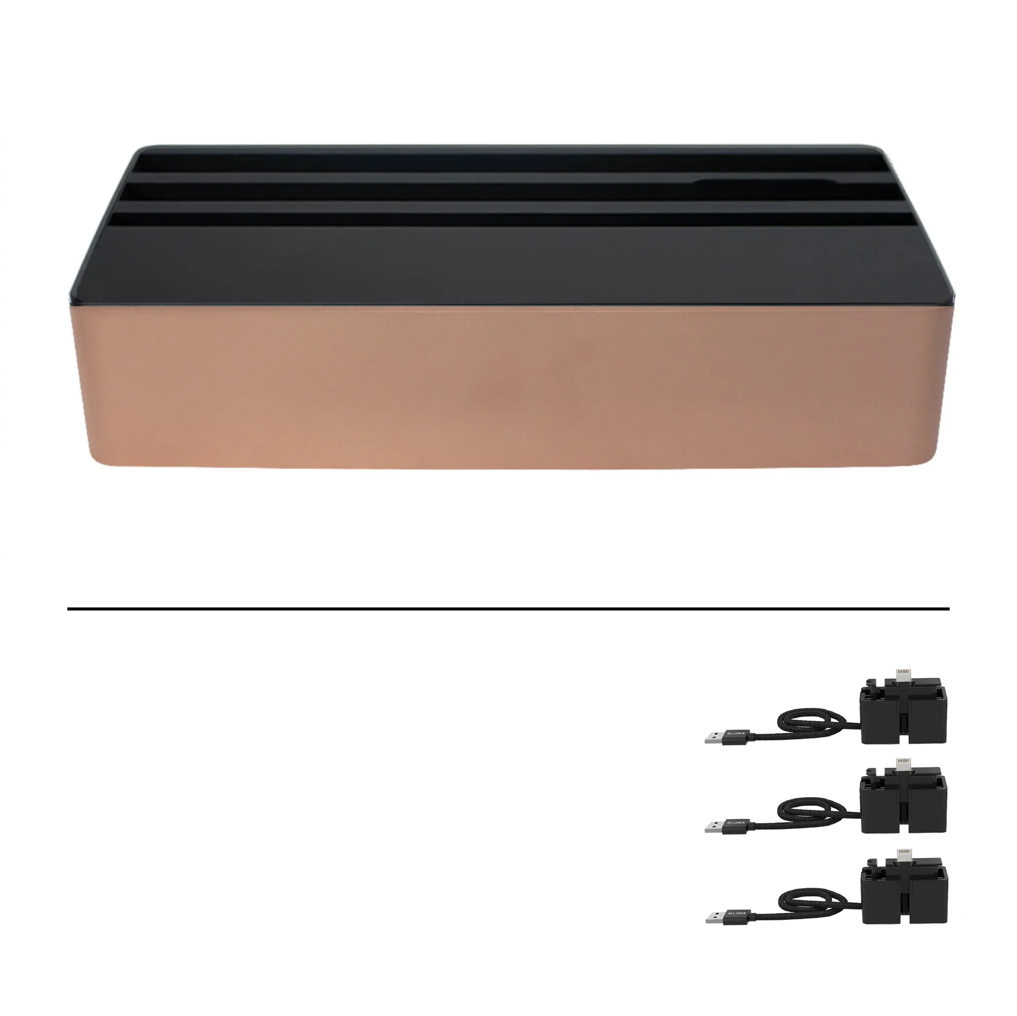 ALLDOCK Wireless Family Aluminum Rose Gold & Black Package