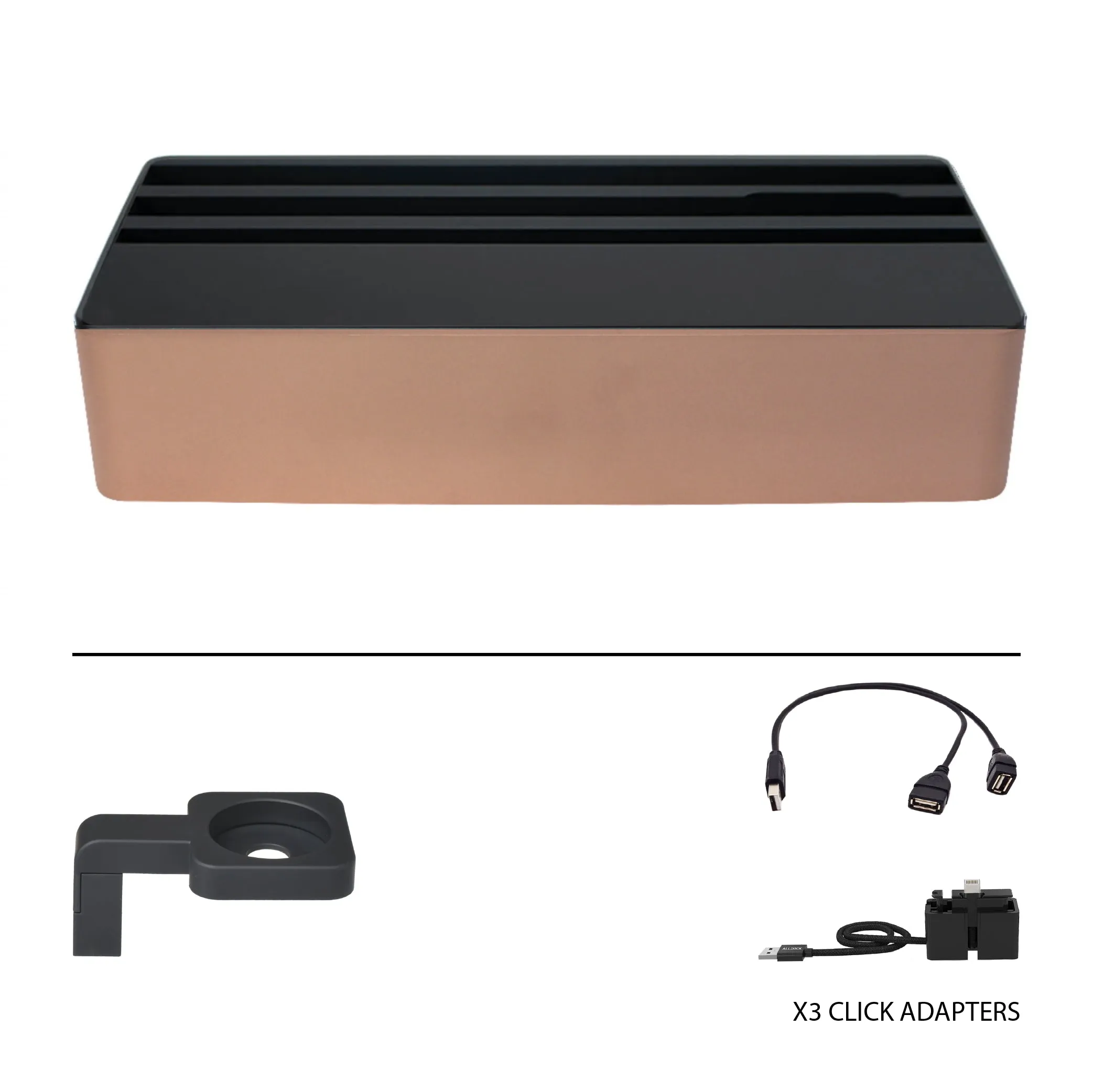 ALLDOCK Wireless Family Aluminum Rose Gold & Black Package