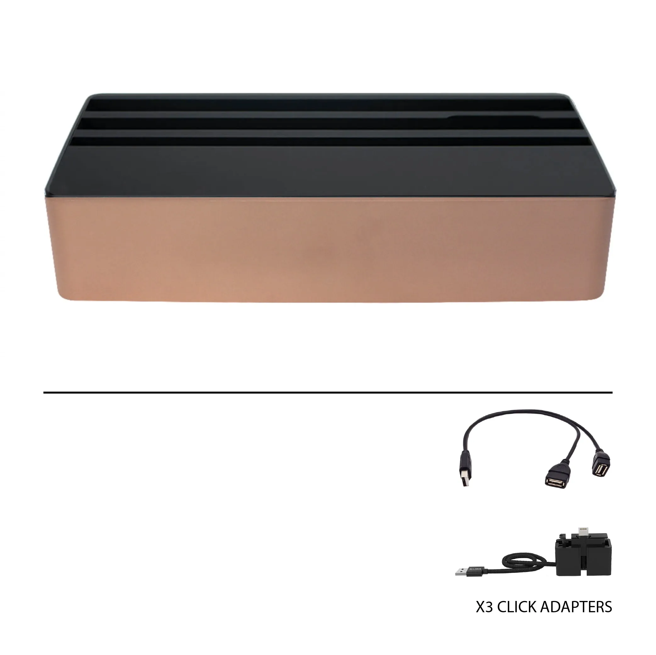 ALLDOCK Wireless Family Aluminum Rose Gold & Black Package