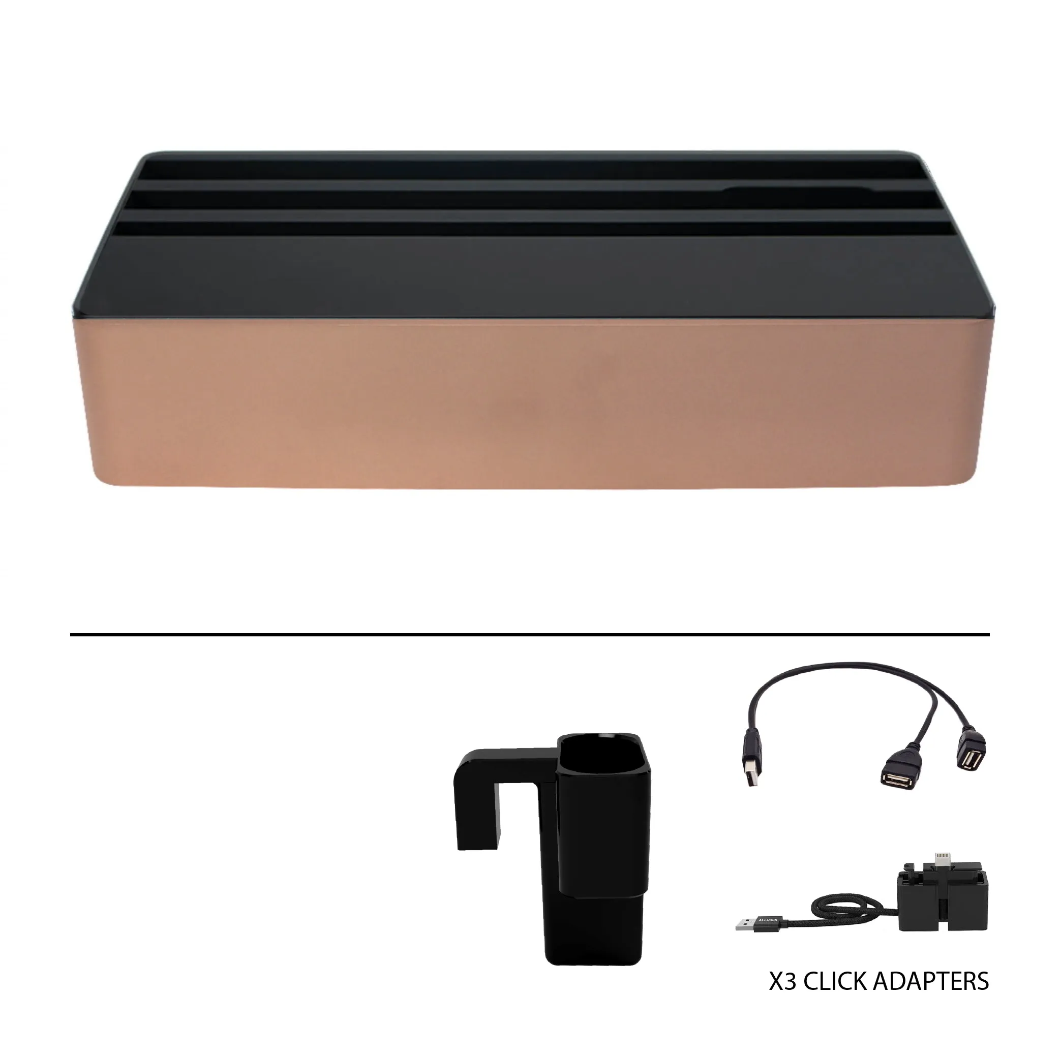 ALLDOCK Wireless Family Aluminum Rose Gold & Black Package