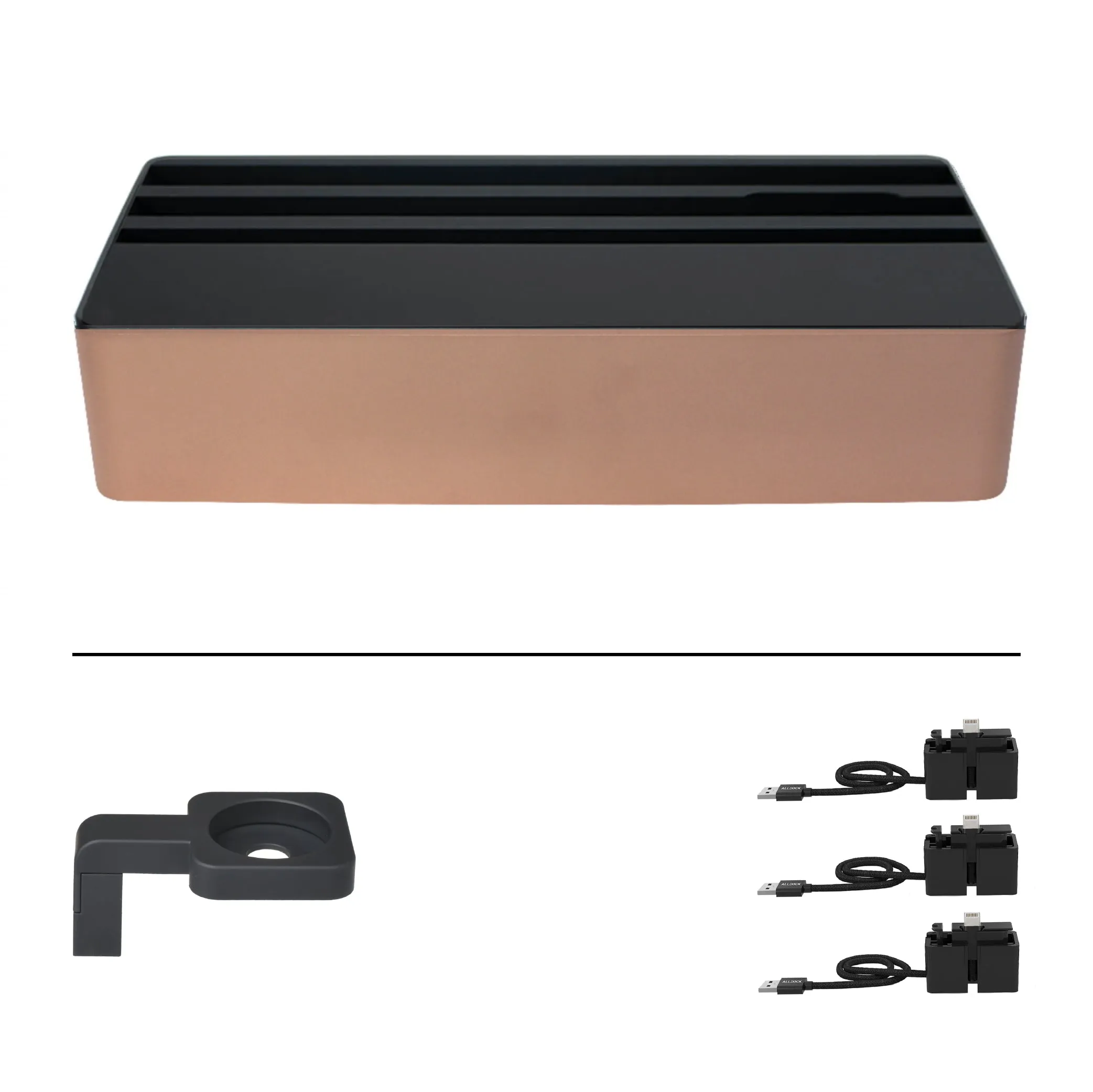 ALLDOCK Wireless Family Aluminum Rose Gold & Black Package