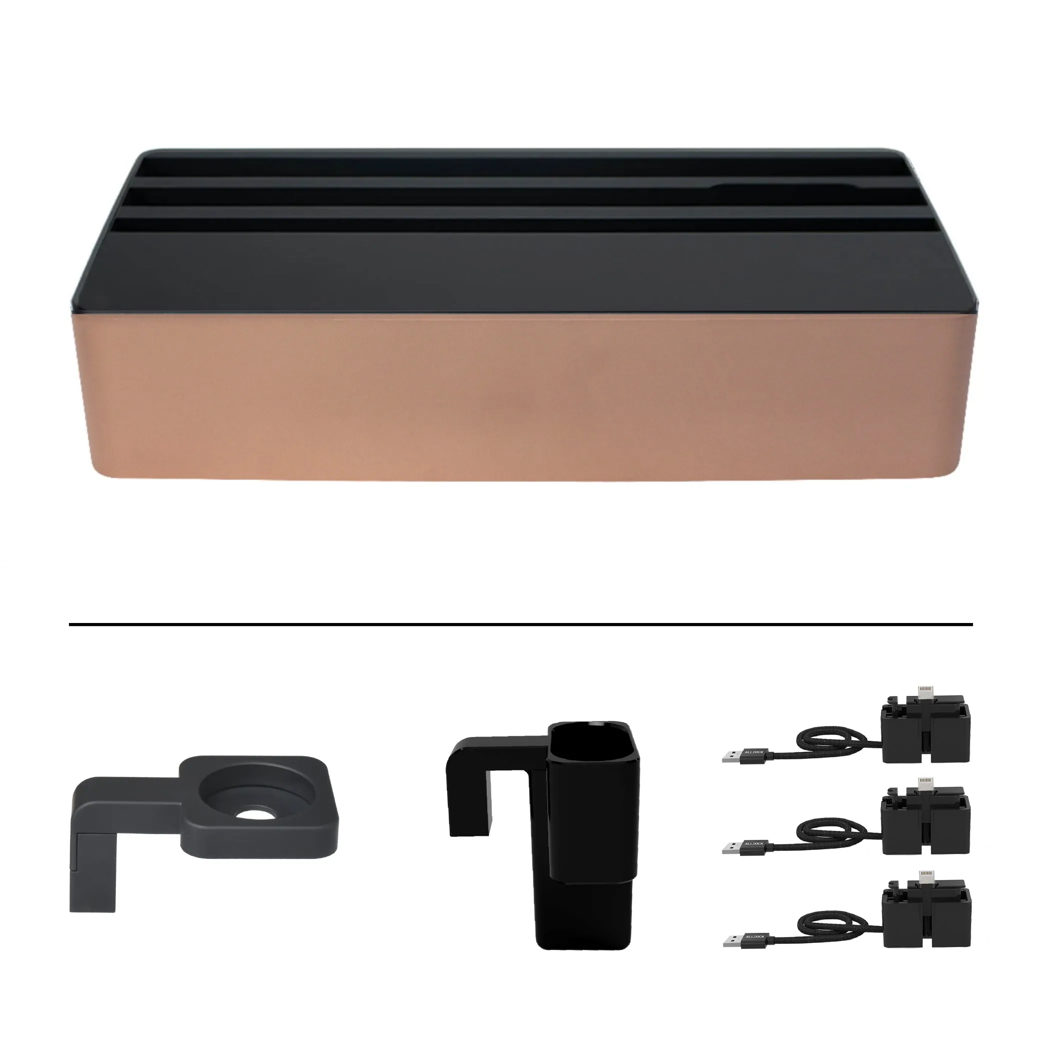 ALLDOCK Wireless Family Aluminum Rose Gold & Black Package