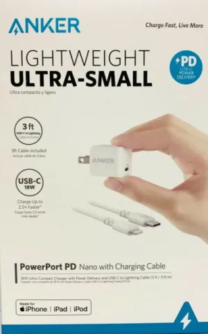 Anker Power port PD Nano Bundle PD Usb-C Charger & Cable