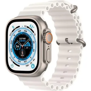 Apple Watch Ultra (2022) GPS   Cellular 49 mm - Titanium Natural Titanium - Ocean band White