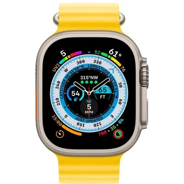 Apple Watch Ultra (2022) GPS   Cellular 49 mm - Titanium Natural Titanium - Ocean band Yellow