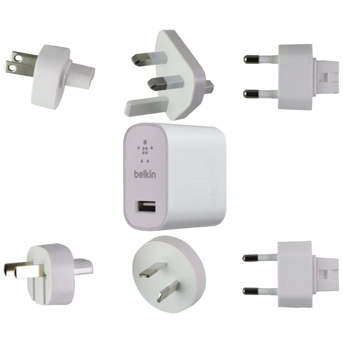 Belkin (12W/2.4A) Global Travel Kit Single USB Wall Charger (6 Adapters) - White