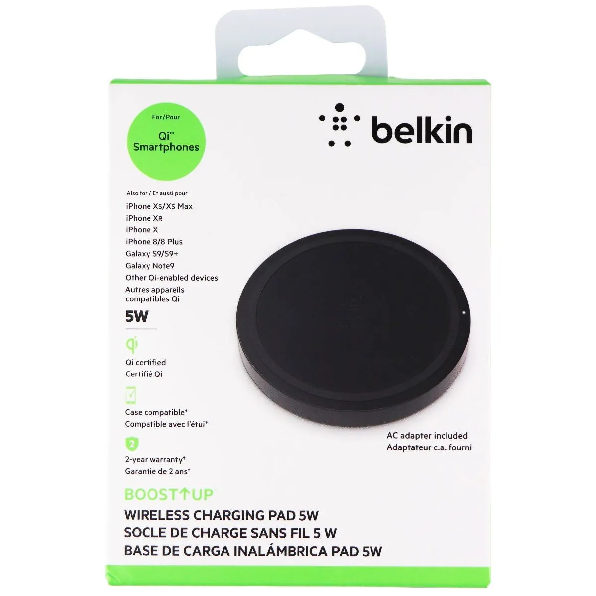 Belkin 5W Wireless Charging Pad for Qi Devices like iPhone & for AirPods - Black