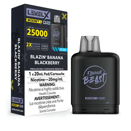 Blazin' Banana Blackberry Iced - Level X Flavour Beast Boost 25K