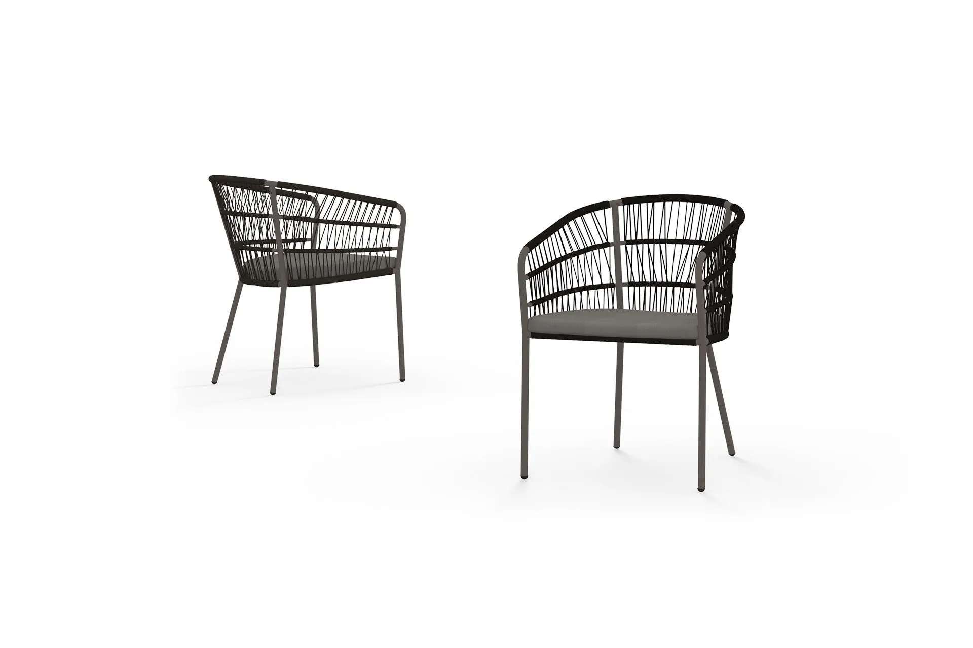 BONO Dining Chair, Aluminum Anthracite, Wicker Round Amazon, Cushion Olefin Stone