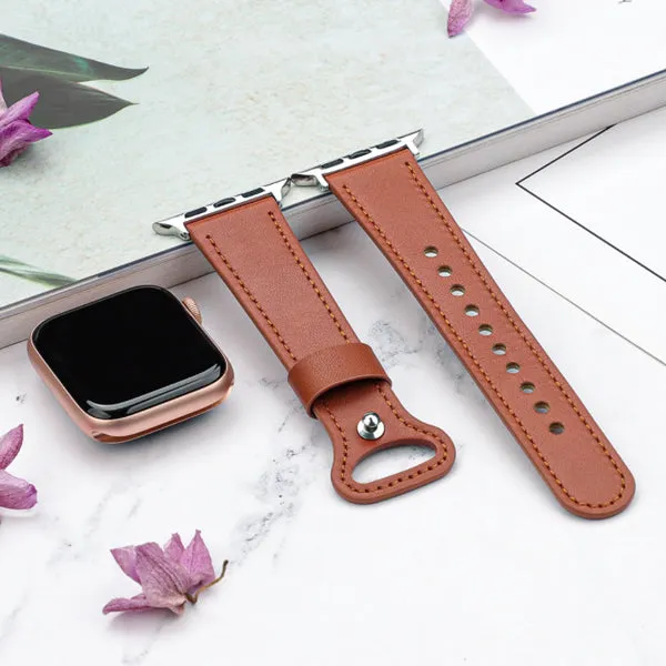 Brown Genuine Leather Apple Watch Band 棕色真皮Apple 錶帶 (KCWATCH1148)