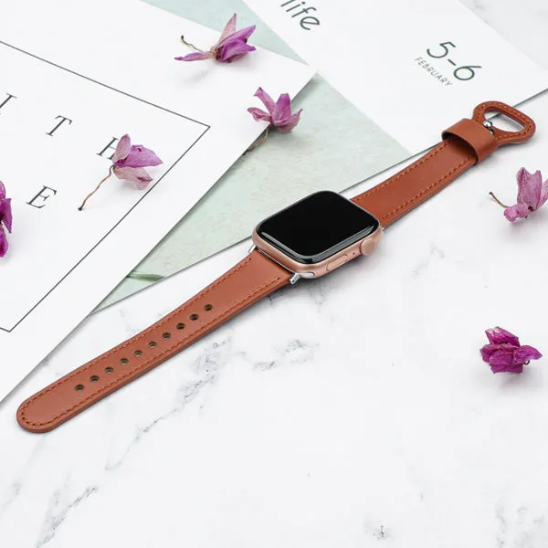 Brown Genuine Leather Apple Watch Band 棕色真皮Apple 錶帶 (KCWATCH1148)