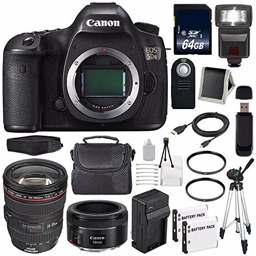 Canon EOS 5DS DSLR Camera (International Model) 0581C002   Canon EF 24-70mm f/4L is USM Lens   EF 50mm f/1.8 STM Lens Innovative Bundle