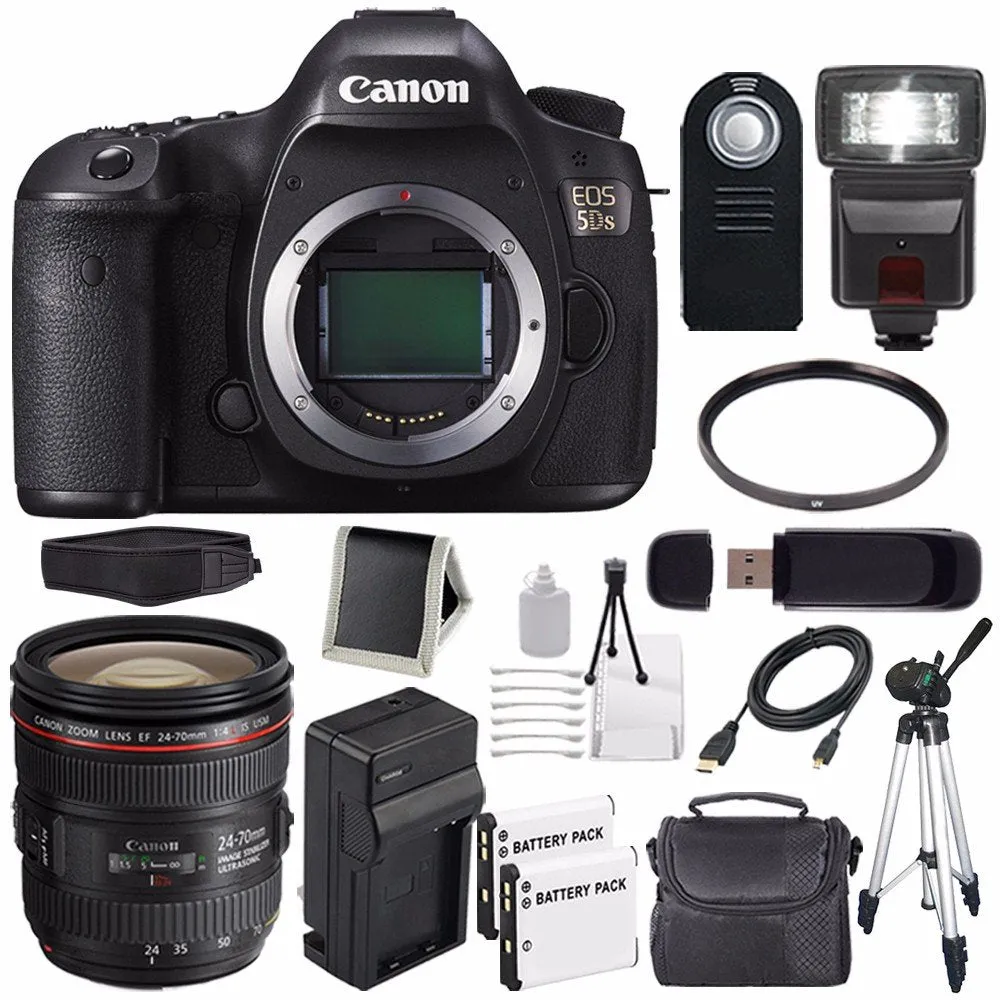 Canon EOS 5DS DSLR Camera (International Model) 0581C002   Canon EF 24-70mm f/4L is USM Lens   LP-E6 Battery Bundle