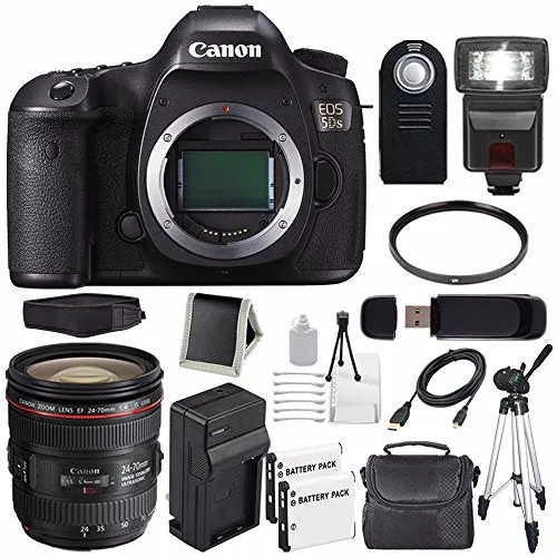 Canon EOS 5DS DSLR Camera (International Model) 0581C002   Canon EF 24-70mm f/4L is USM Lens   LP-E6 Battery Bundle