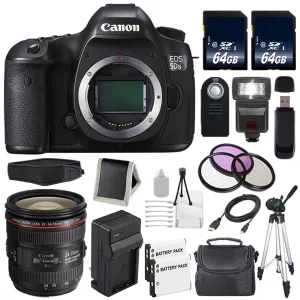 Canon EOS 5DS R DSLR Camera (International Model) 0582C002   Canon EF 24-70mm f/4L is USM Lens   LP-E6 Battery   64GB  Card Base Bundle