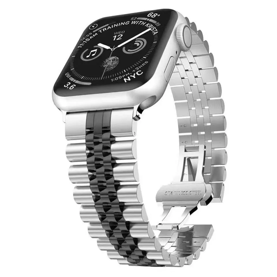 Classic Stainless Steel  5 Metal Beads Band for Apple Watch-Assorted