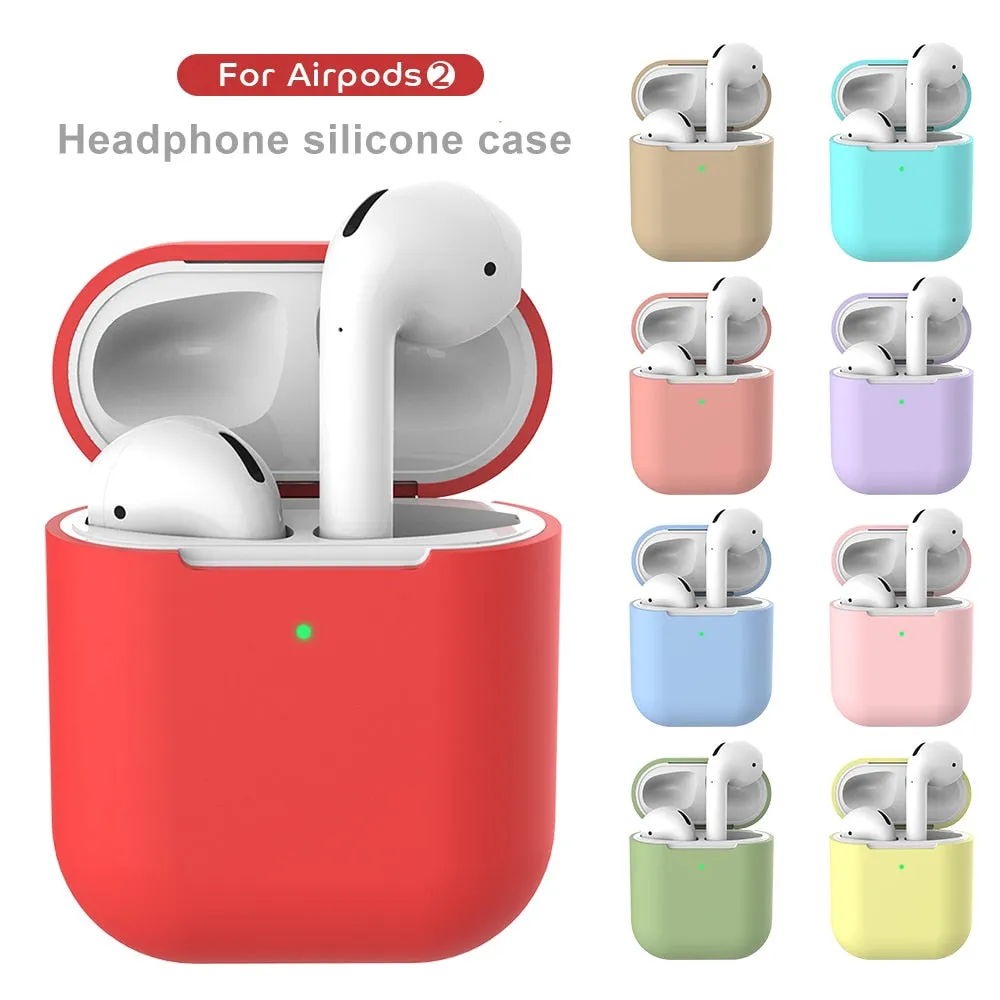 Earphone Case For Apple AirPods 2 Silicone Cover Wireless Bluetooth Headphone Air Pods Pouch Protective For AirPod Silm Case