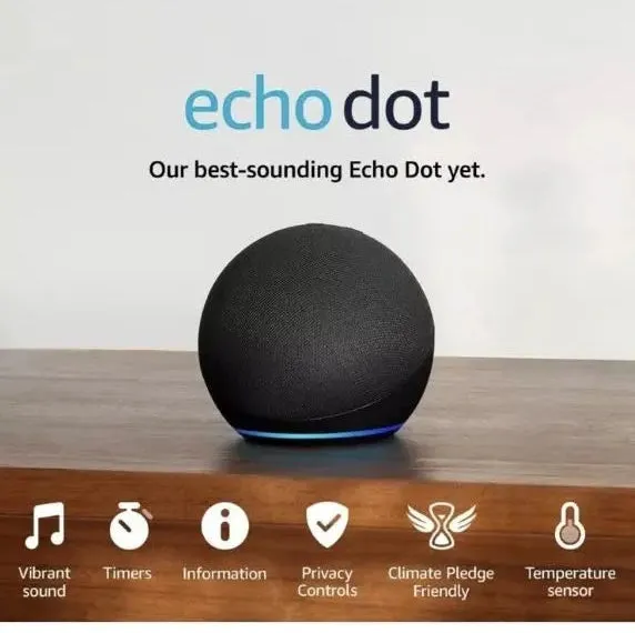 Echo Dot (5th generation, 2022 release) | Big vibrant sound Wi-Fi and Bluetooth smart speaker with Alexa Charcoal