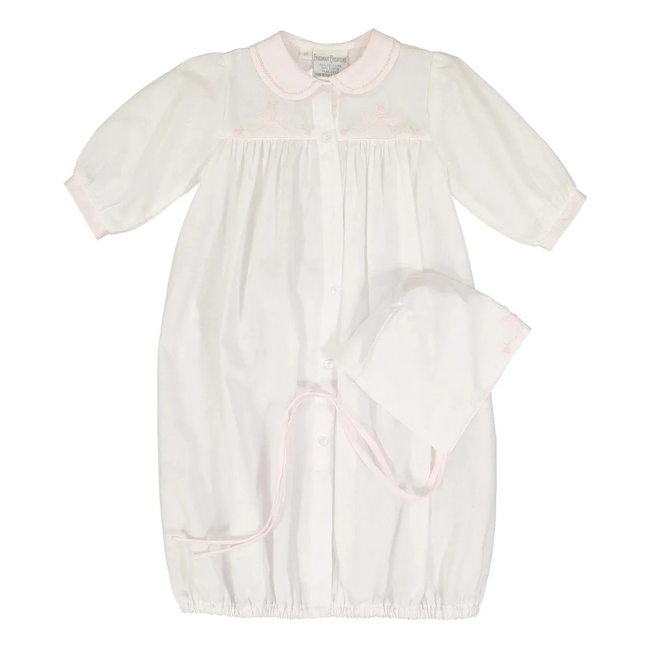 Feltman Brothers Infant Gown & Hat 2153 NB Wh/PK