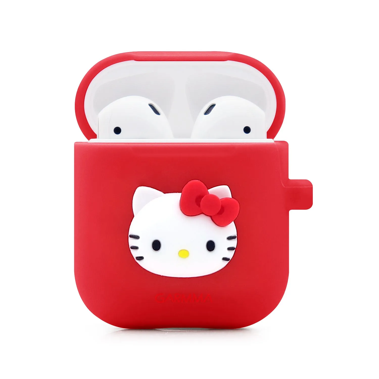 GARMMA Hello Kitty Shockproof Apple AirPods 2&1 Charging Case Cover with Carabiner Clip