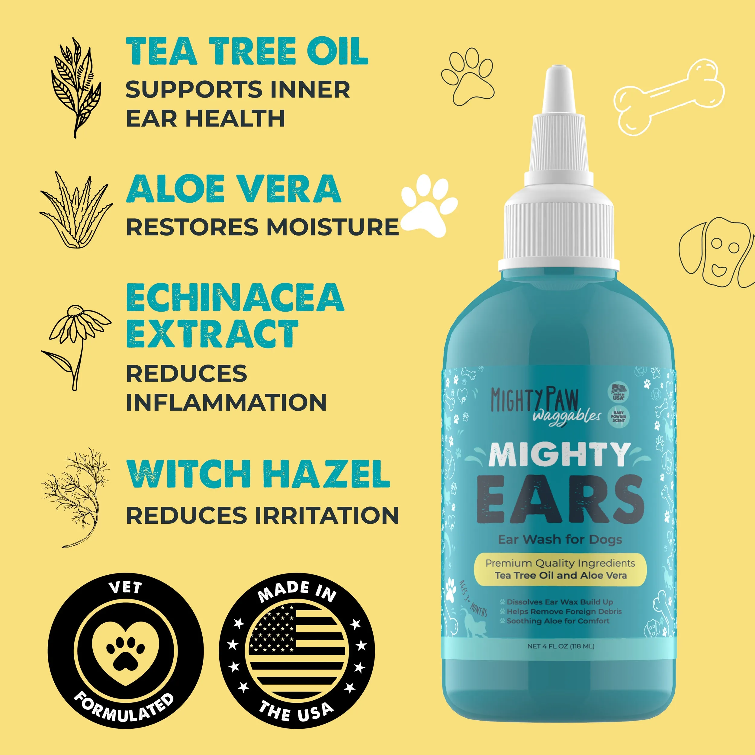 Mighty Ears Ear Wash: Gentle and Soothing Ear Cleaner for Dogs