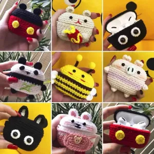 New cartoon cute Knit earphone case for Airpod Pro For Apple New earphone cases Animal Character Pig Lovely Rabbit cover