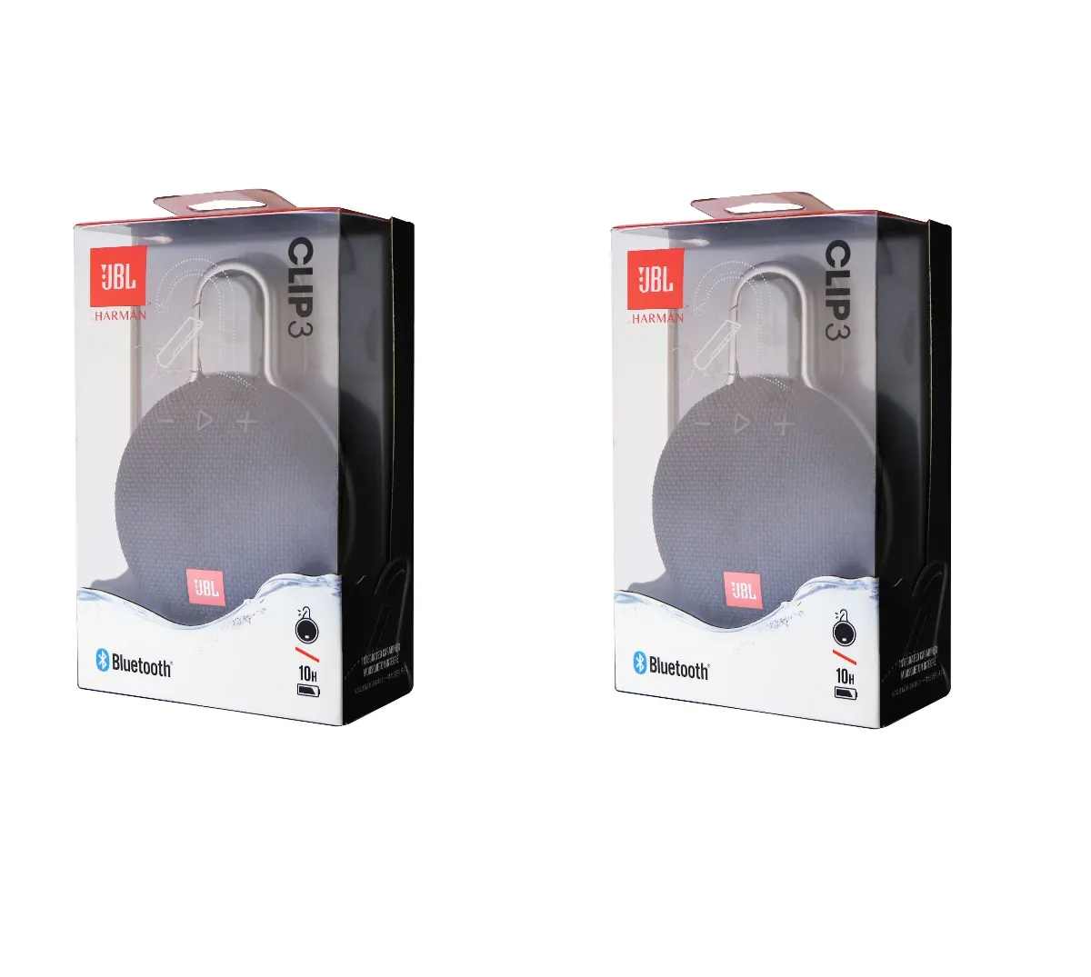 PAIR JBL Clip 3 Portable Waterproof Wireless Bluetooth Speaker - Black