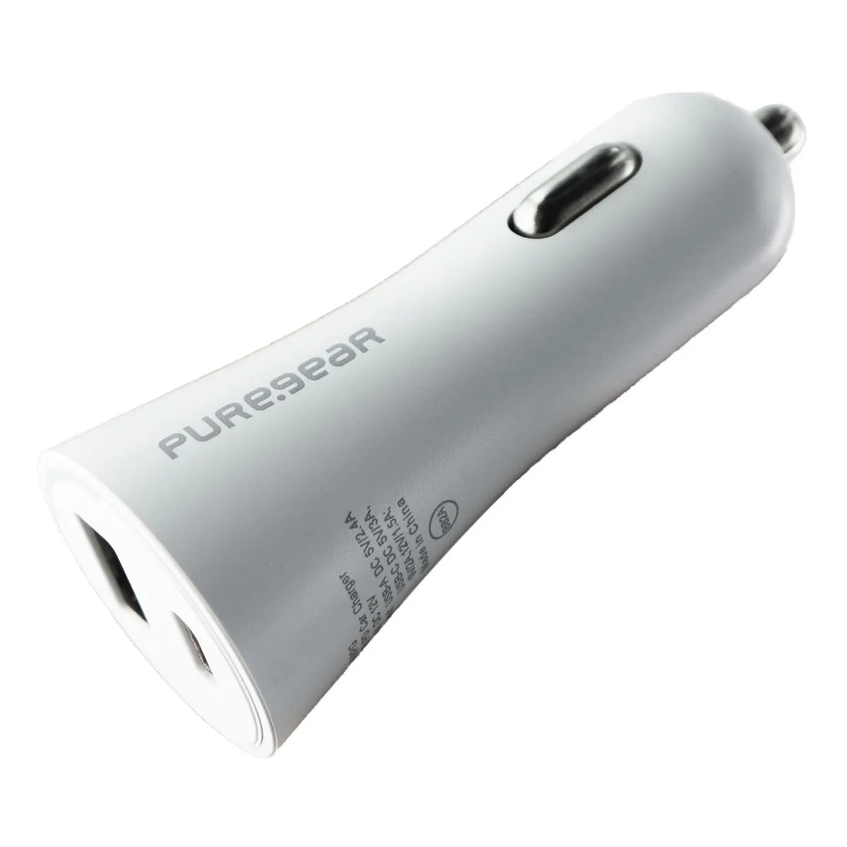 PureGear (30-Watt) LightSpeed USB and USB-C Dual Port Car Charger - White