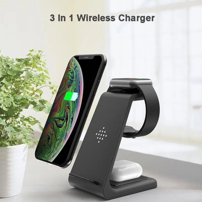 QI 10W Fast Charge 3 In 1 Wireless Charger For Iphone 11 Pro Charger Dock For Apple Watch 7 6 5 4 Airpods Pro Wireless Charge Stand|Wireless Chargers