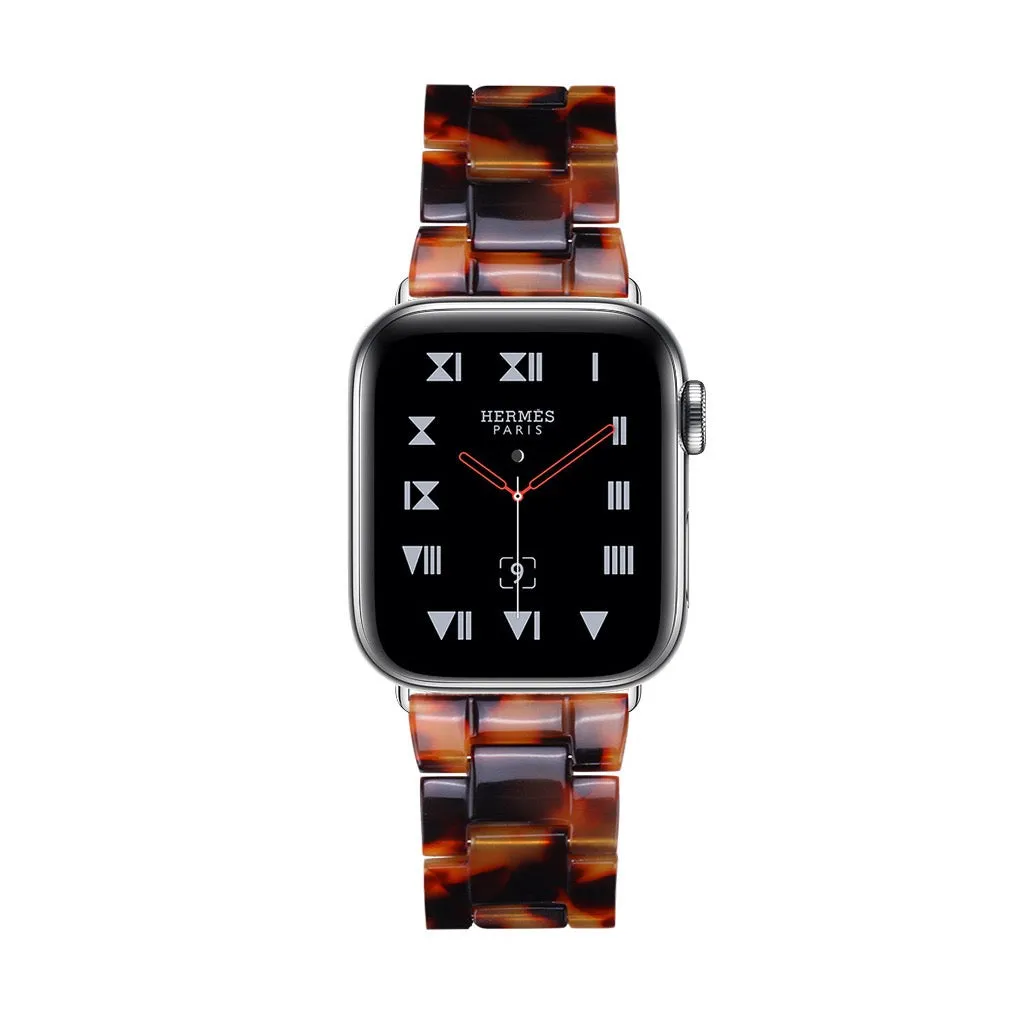 Resin Band for Apple Watch with Butterfly Buckle Claps-Tortoise Shell Design