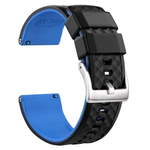 Ritche Black/Blue Classic Silicone Rubber Watch Bands