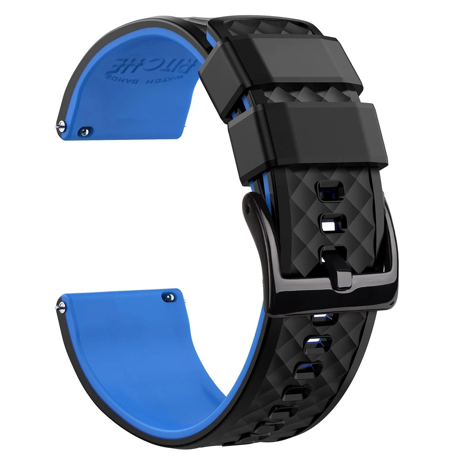 Ritche Black/Blue Classic Silicone Rubber Watch Bands