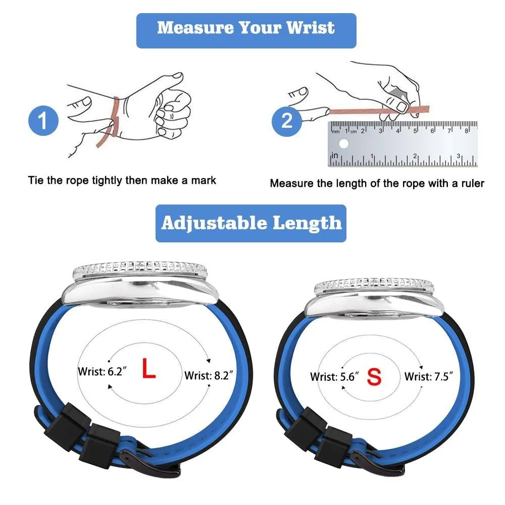 Ritche Black/Blue Classic Silicone Rubber Watch Bands