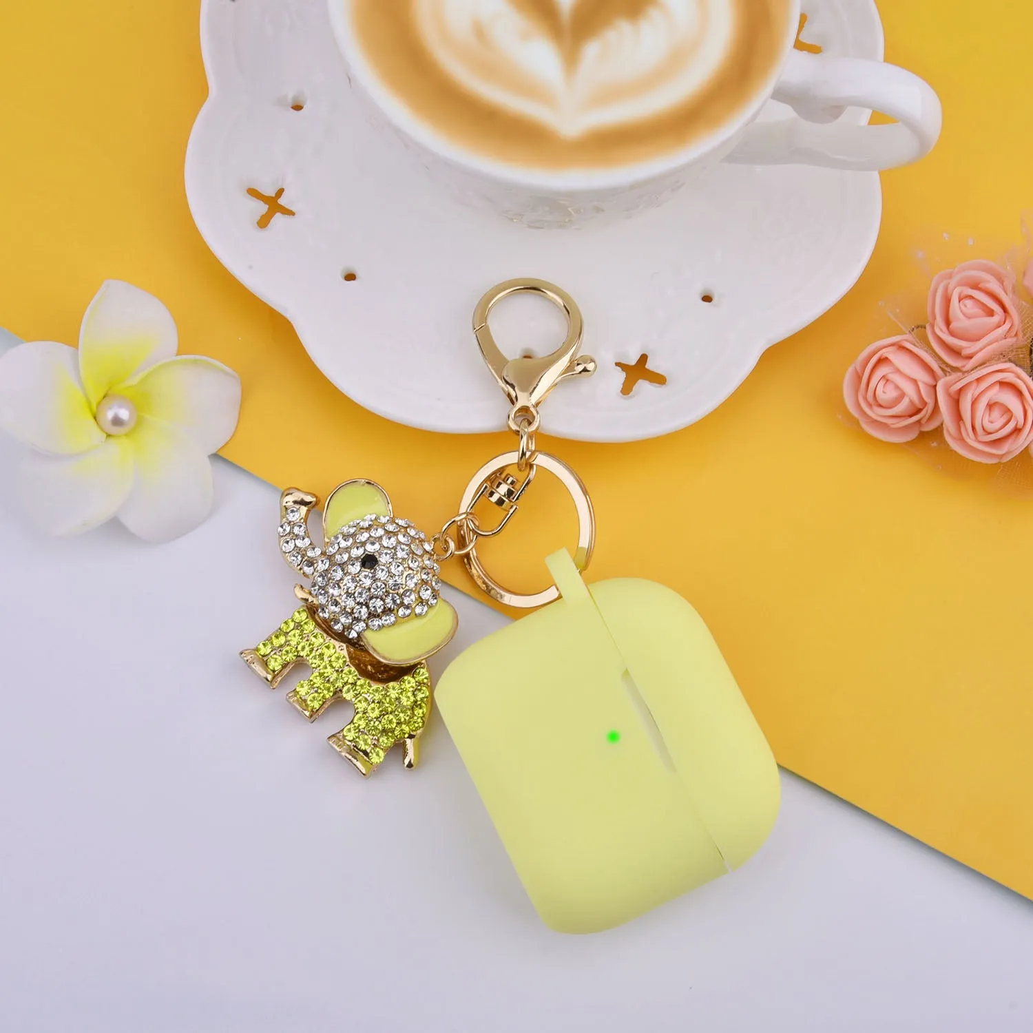 Silicone Case for AirPods 3 Generation 3rd with Bling Elephant Keychain