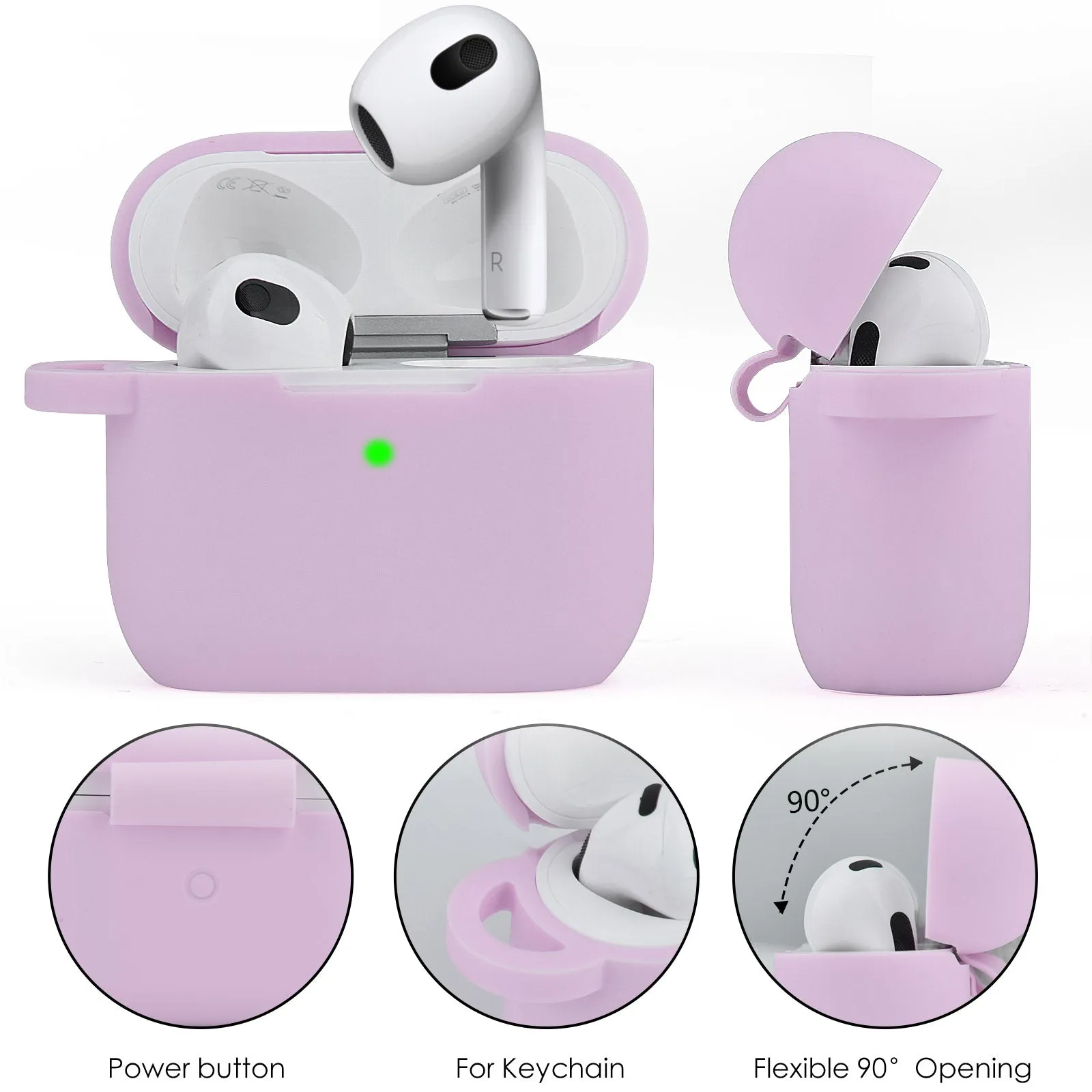 Silicone Case for AirPods 3 Generation 3rd with Bling Elephant Keychain