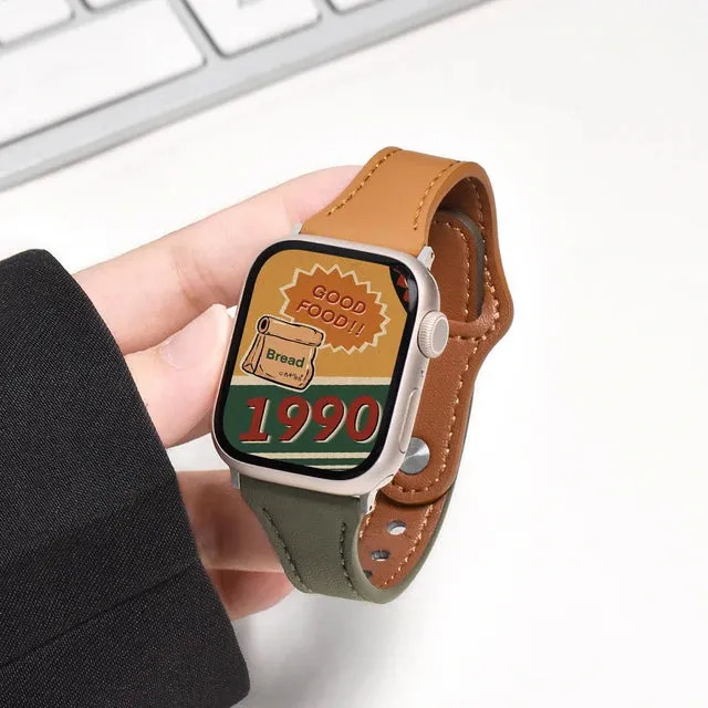 Slim Genuine Leather Girl Strap For Apple Watch 9 8 7 41mm 45mm Correa Band 38 42mm For iwatch Bracelet SE 40 44mm 6 5 4 3 49mm