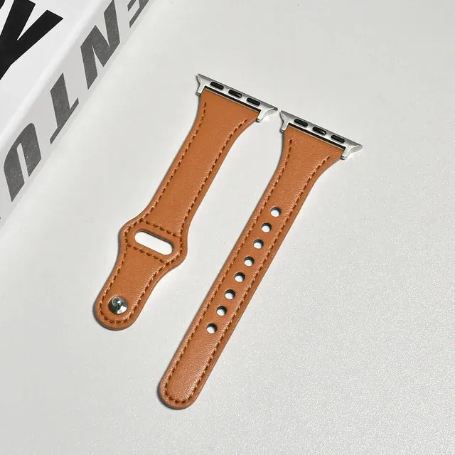 Slim Genuine Leather Girl Strap For Apple Watch 9 8 7 41mm 45mm Correa Band 38 42mm For iwatch Bracelet SE 40 44mm 6 5 4 3 49mm