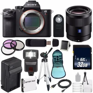 Sony Alpha a7R II Mirrorless Digital Camera (International Model)   Sony Sonnar T FE 55mm f/1.8 ZA Lens   49mm 3 Piece Base Bundle