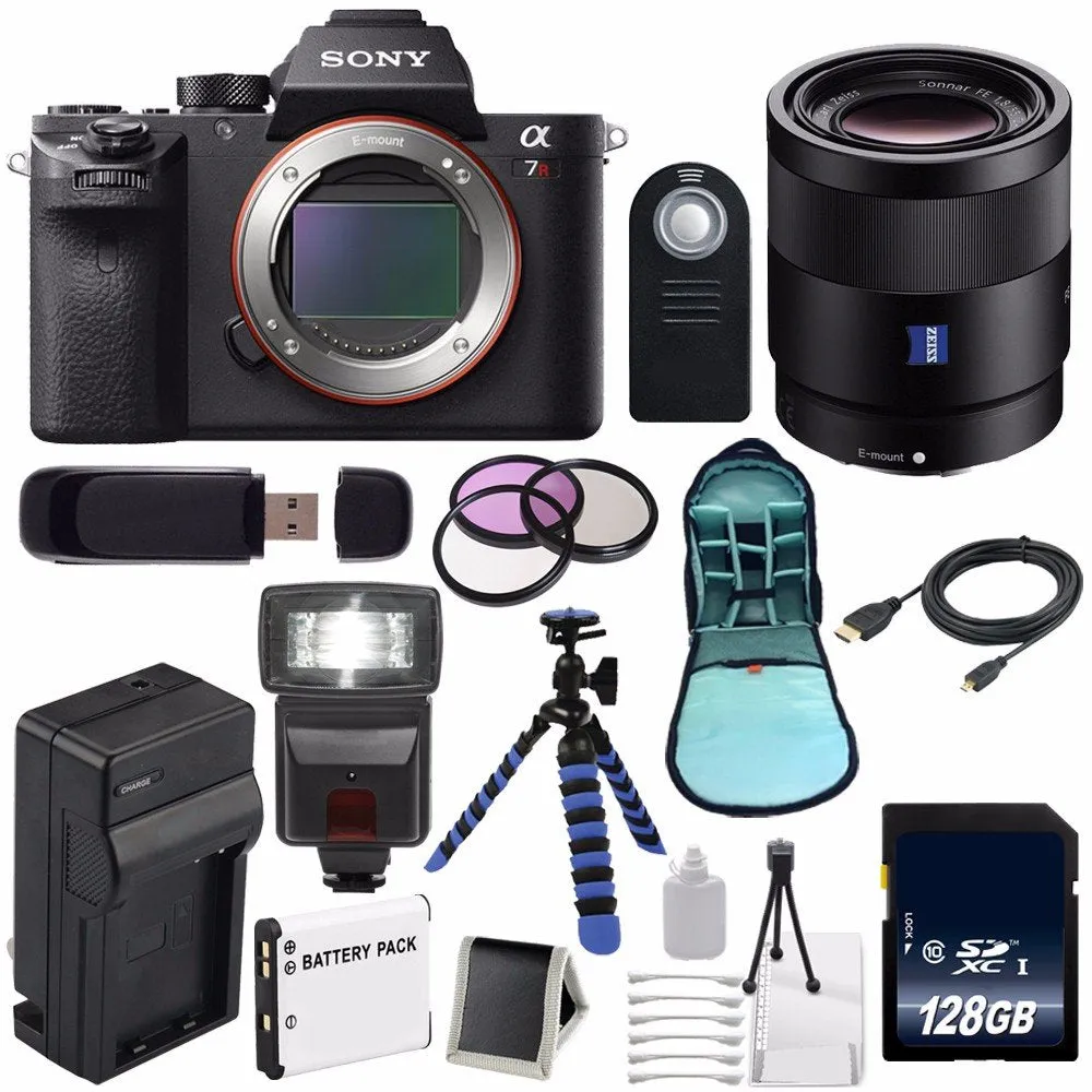 Sony Alpha a7R II Mirrorless Digital Camera (International Model)   Sony Sonnar T FE 55mm f/1.8 ZA Lens   49mm 3 Piece Ultimate Bundle