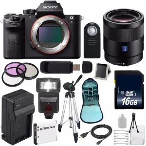 Sony Alpha a7S II a7S Mark II a7SII ILCE7SM2/B Mirrorless Digital Camera (International Model)   Sony Sonnar T FE 55mm Lens Base Bundle