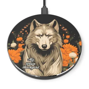 Wolf with Flowers, 10W Wireless Charger for iPhone, Android, Earbuds